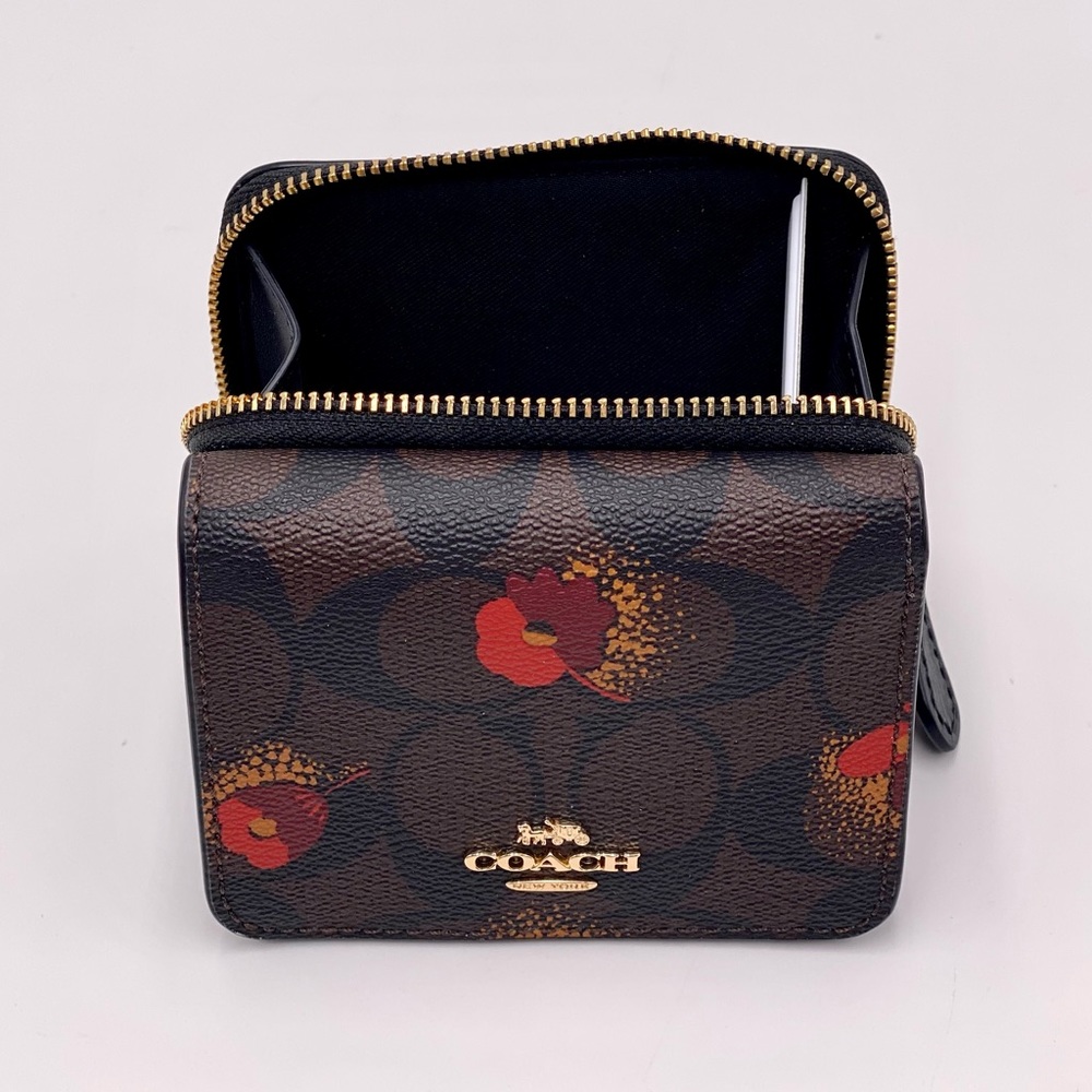 Coach Small Trifold Wallet with Pop Floral Print - Picture 7 of 12